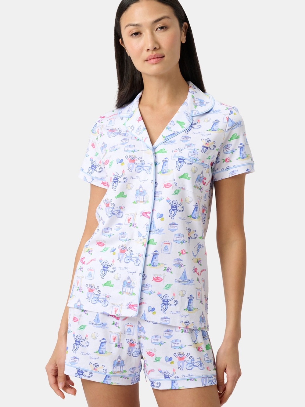 Roller Rabbit Monkey on the Vineyard Short Pajama Set - Picture 2 of 3